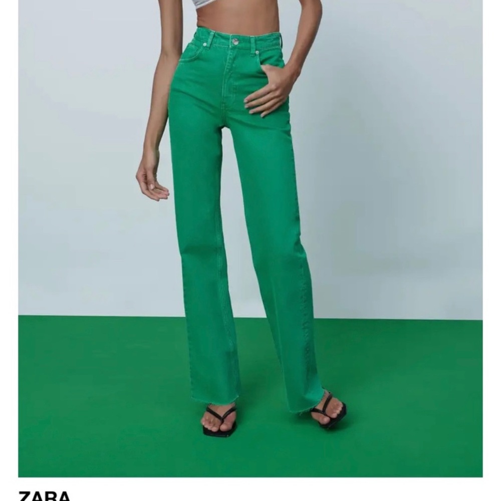 Zara Green High Waisted Jeans